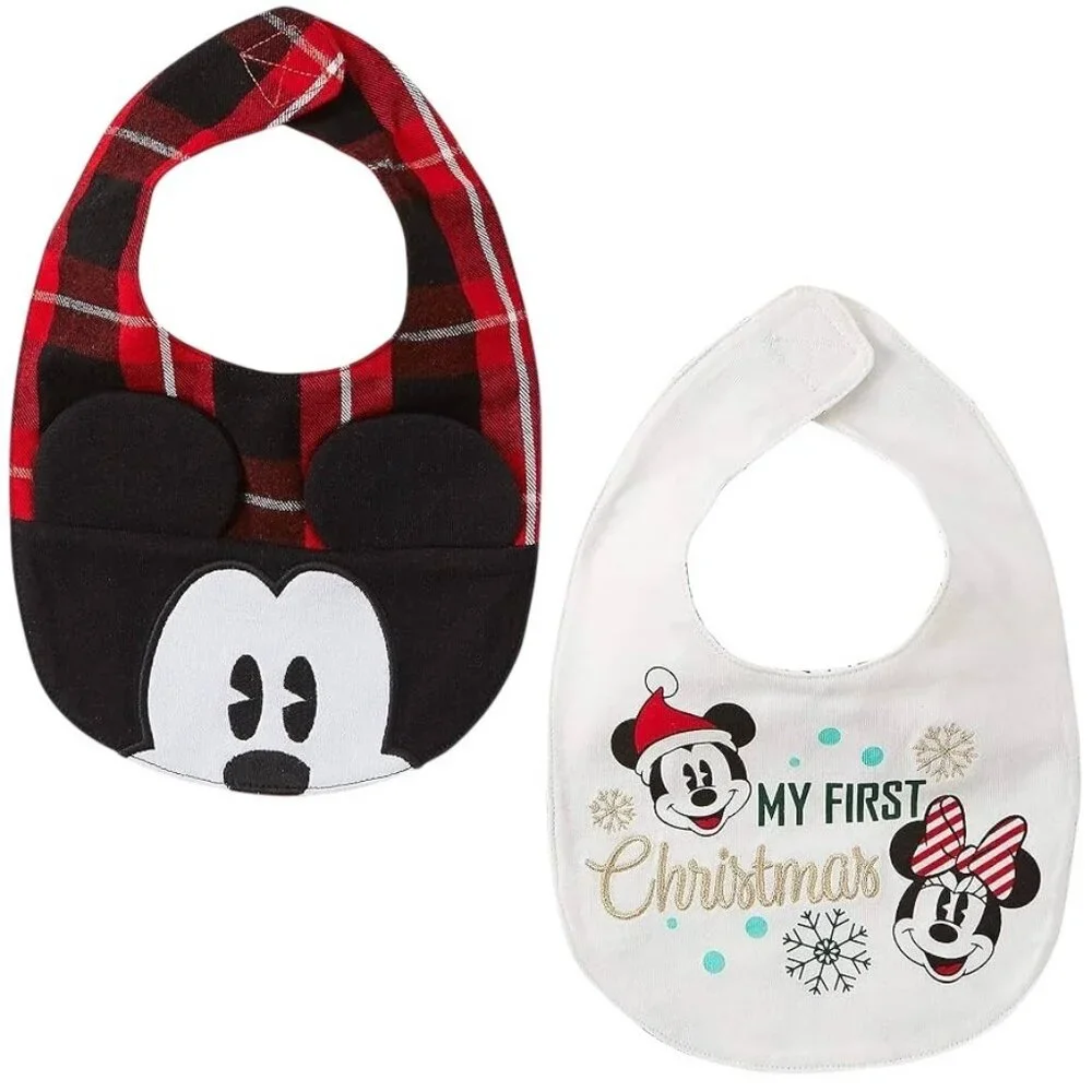 Disney Store Disney Baby Mickey Minnie Mouse My First Christmas Bib Set for Baby